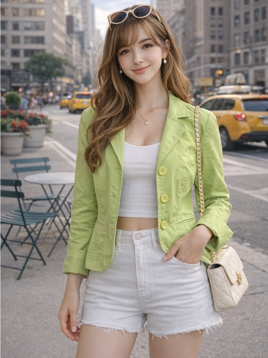 bill blass Jackets & Blazers - 90s Y2K jacket 100% cotton lime green button down notch spring summer NWT flawed